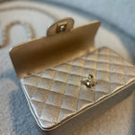 CHANEL Handbag 21P GOLD METALLIC CAVIAR QUILTED MINI RECTANGULAR SINGLE FLAP LIGHT GOLD HARDWARE -Knockoff
