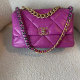 CHANEL Handbag 21P Magenta Lambskin Quilted 19 Flap Large Mixed Hardware -Knockoff
