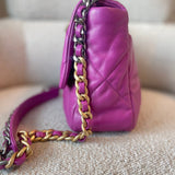 CHANEL Handbag 21P Magenta Lambskin Quilted 19 Flap Large Mixed Hardware -Knockoff
