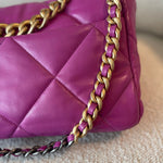 CHANEL Handbag 21P Magenta Lambskin Quilted 19 Flap Large Mixed Hardware -Knockoff
