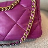 CHANEL Handbag 21P Magenta Lambskin Quilted 19 Flap Large Mixed Hardware -Knockoff
