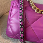 CHANEL Handbag 21P Magenta Lambskin Quilted 19 Flap Large Mixed Hardware -Knockoff
