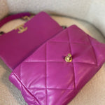 CHANEL Handbag 21P Magenta Lambskin Quilted 19 Flap Large Mixed Hardware -Knockoff
