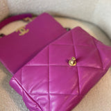 CHANEL Handbag 21P Magenta Lambskin Quilted 19 Flap Large Mixed Hardware -Knockoff
