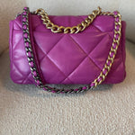 CHANEL Handbag 21P Magenta Lambskin Quilted 19 Flap Large Mixed Hardware -Knockoff
