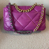 CHANEL Handbag 21P Magenta Lambskin Quilted 19 Flap Large Mixed Hardware -Knockoff
