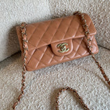 CHANEL Handbag 21P Mini Rectangular Caramel Lambskin Quilted Flap LGHW -Knockoff
