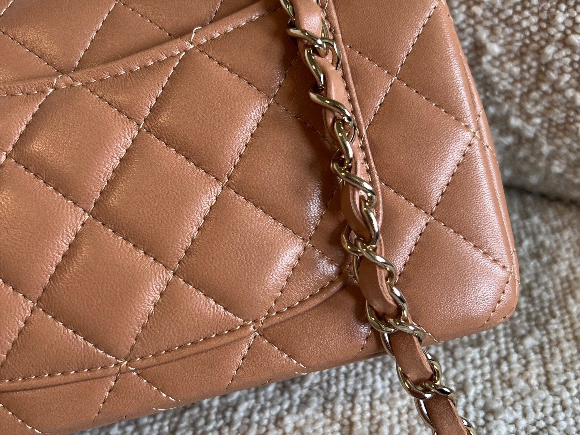 CHANEL Handbag 21P Mini Rectangular Caramel Lambskin Quilted Flap LGHW -Knockoff
