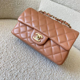 CHANEL Handbag 21P Mini Rectangular Caramel Lambskin Quilted Flap Light Gold Hardware -Knockoff
