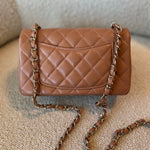 CHANEL Handbag 21P Mini Rectangular Caramel Lambskin Quilted Flap Light Gold Hardware -Knockoff
