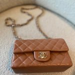 CHANEL Handbag 21P Mini Rectangular Caramel Lambskin Quilted Flap Light Gold Hardware -Knockoff
