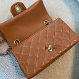 CHANEL Handbag 21P Mini Rectangular Caramel Lambskin Quilted Flap Light Gold Hardware -Knockoff
