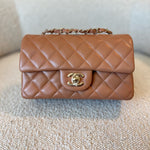 CHANEL Handbag 21P Mini Rectangular Caramel Lambskin Quilted Flap Light Gold Hardware -Knockoff
