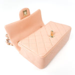 CHANEL Handbag 21P Rose Clair Pink/ Beige Lambskin Quilted Mini Rectangular Flap Light Gold Hardware -Knockoff
