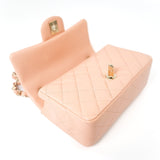 CHANEL Handbag 21P Rose Clair Pink/ Beige Lambskin Quilted Mini Rectangular Flap Light Gold Hardware -Knockoff
