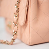 CHANEL Handbag 21P Rose Clair Pink/ Beige Lambskin Quilted Mini Rectangular Flap Light Gold Hardware -Knockoff
