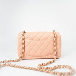 CHANEL Handbag 21P Rose Clair Pink/ Beige Lambskin Quilted Mini Rectangular Flap Light Gold Hardware -Knockoff
