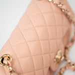 CHANEL Handbag 21P Rose Clair Pink/ Beige Lambskin Quilted Mini Rectangular Flap Light Gold Hardware -Knockoff
