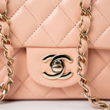 CHANEL Handbag 21P Rose Clair Pink/ Beige Lambskin Quilted Mini Rectangular Flap Light Gold Hardware -Knockoff
