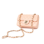 CHANEL Handbag 21P Rose Clair Pink/ Beige Lambskin Quilted Mini Rectangular Flap Light Gold Hardware -Knockoff
