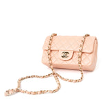 CHANEL Handbag 21P Rose Clair Pink/ Beige Lambskin Quilted Mini Rectangular Flap Light Gold Hardware -Knockoff
