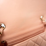 CHANEL Handbag 21P Rose Clair Pink/ Beige Lambskin Quilted Mini Rectangular Flap Light Gold Hardware -Knockoff
