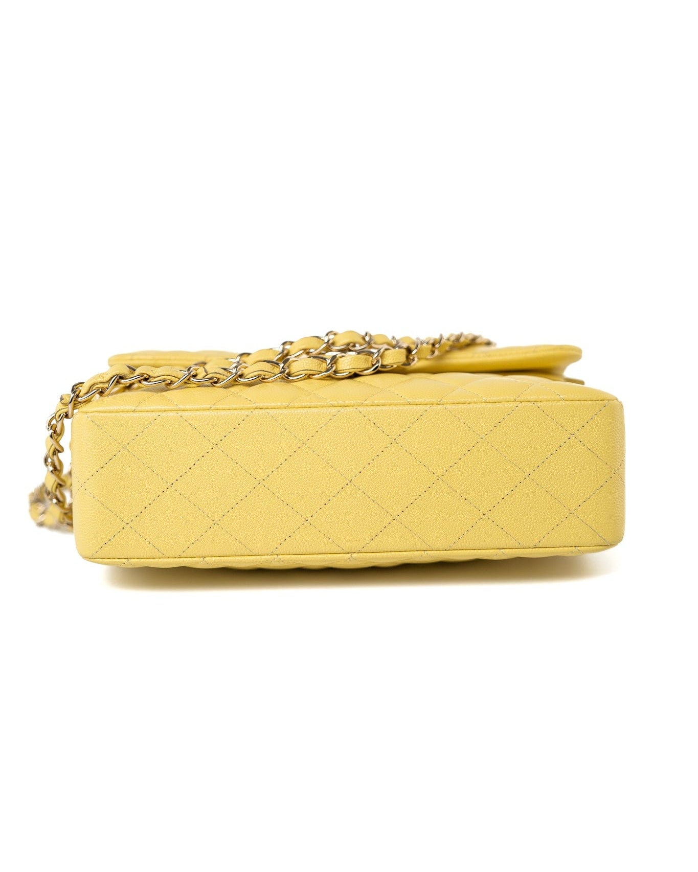 CHANEL Handbag 21P Yellow Caviar Quilted Classic Flap Small Light Gold Hardware -Knockoff
