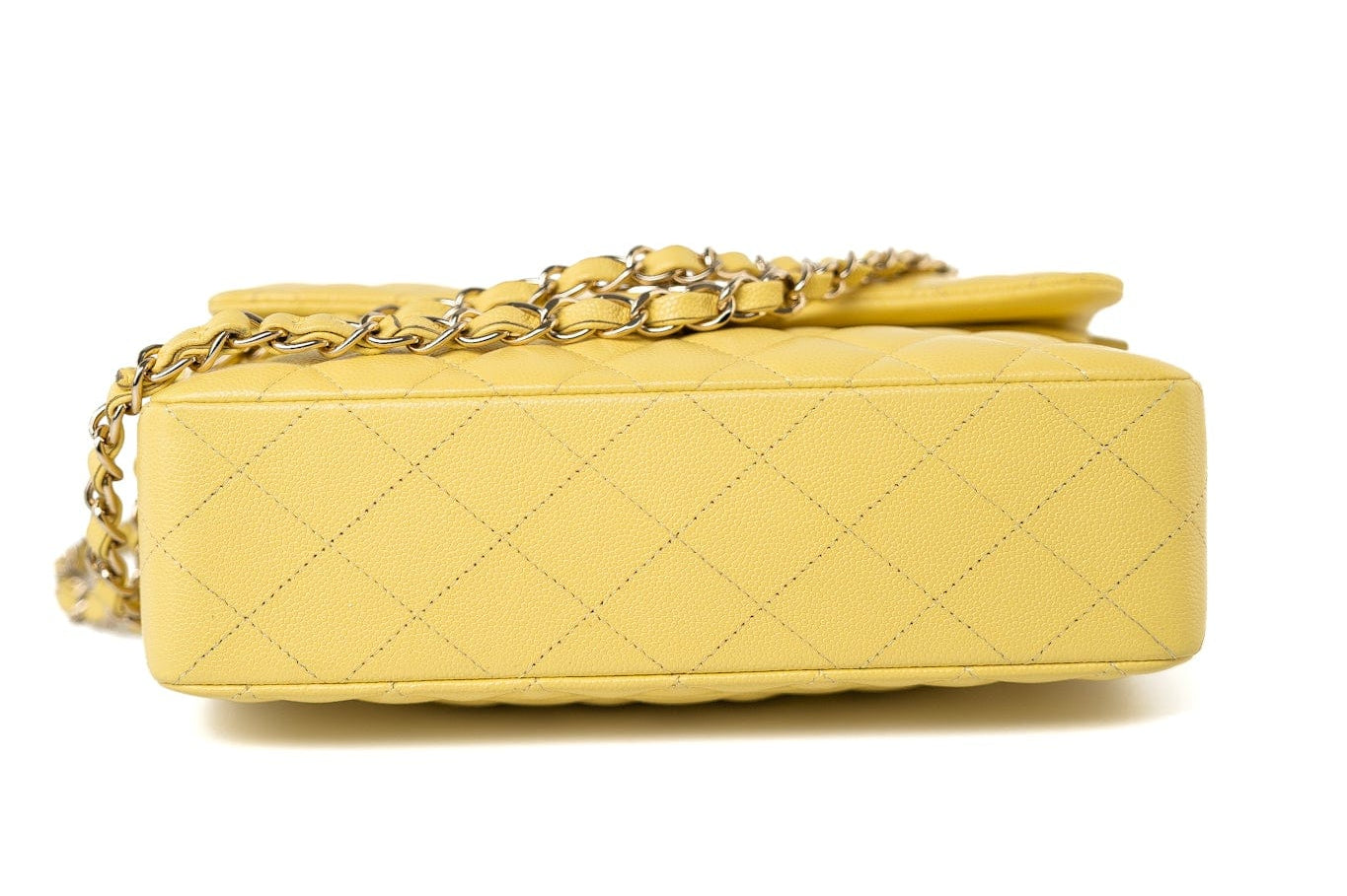 CHANEL Handbag 21P Yellow Caviar Quilted Classic Flap Small Light Gold Hardware -Knockoff
