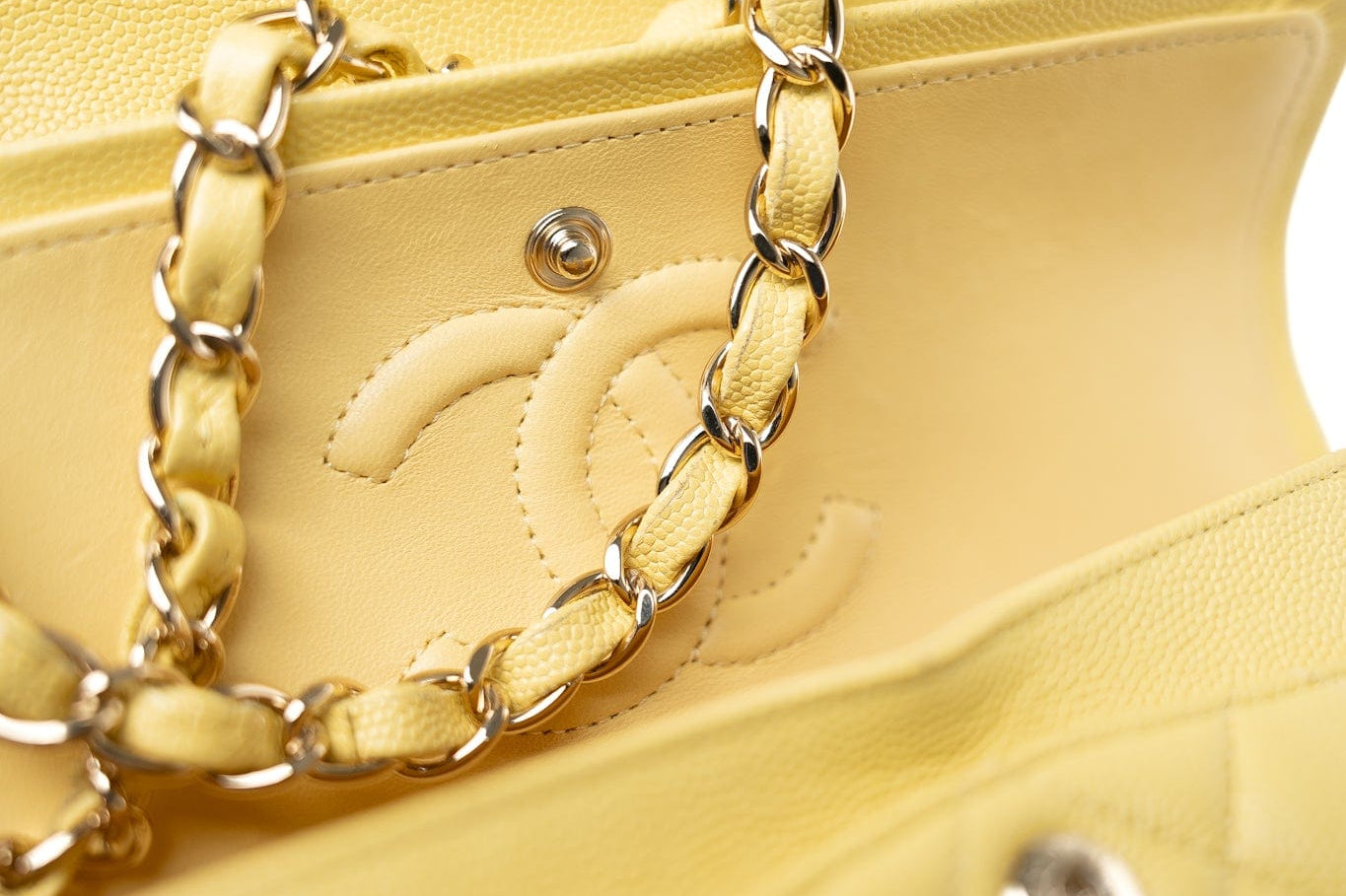 CHANEL Handbag 21P Yellow Caviar Quilted Classic Flap Small Light Gold Hardware -Knockoff
