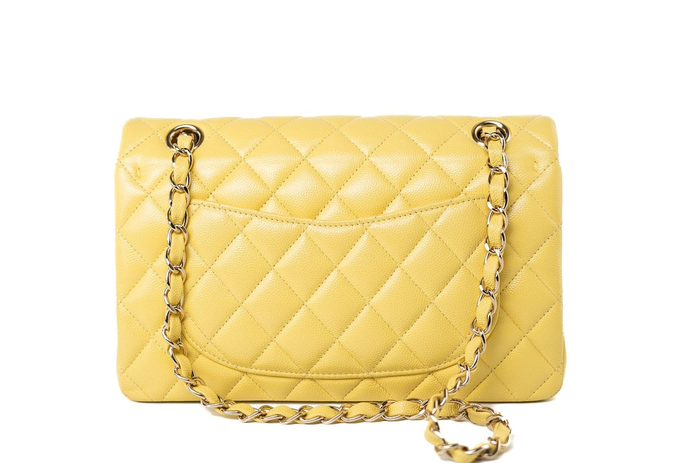 CHANEL Handbag 21P Yellow Caviar Quilted Classic Flap Small Light Gold Hardware -Knockoff
