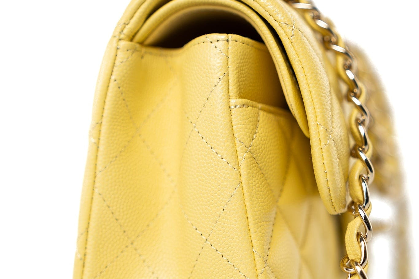 CHANEL Handbag 21P Yellow Caviar Quilted Classic Flap Small Light Gold Hardware -Knockoff
