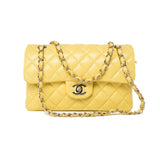 CHANEL Handbag 21P Yellow Caviar Quilted Classic Flap Small Light Gold Hardware -Knockoff
