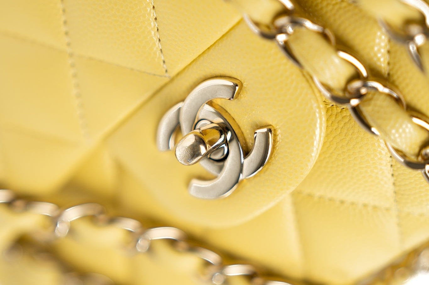 CHANEL Handbag 21P Yellow Caviar Quilted Classic Flap Small Light Gold Hardware -Knockoff
