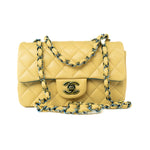 CHANEL Handbag 21P Yellow Lambskin Quilted Mini Rectangular Single Flap Blue Interior / Rainbow Hardware -Knockoff
