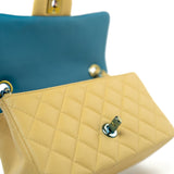 CHANEL Handbag 21P Yellow Lambskin Quilted Mini Rectangular Single Flap Blue Interior / Rainbow Hardware -Knockoff
