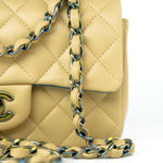 CHANEL Handbag 21P Yellow Lambskin Quilted Mini Rectangular Single Flap Blue Interior / Rainbow Hardware -Knockoff
