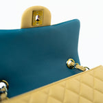 CHANEL Handbag 21P Yellow Lambskin Quilted Mini Rectangular Single Flap Blue Interior / Rainbow Hardware -Knockoff
