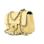 CHANEL Handbag 21P Yellow Lambskin Quilted Mini Rectangular Single Flap Blue Interior / Rainbow Hardware -Knockoff
