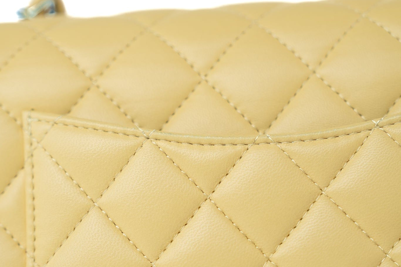 CHANEL Handbag 21P Yellow Lambskin Quilted Mini Rectangular Single Flap Blue Interior / Rainbow Hardware -Knockoff
