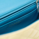 CHANEL Handbag 21P Yellow Lambskin Quilted Mini Rectangular Single Flap Blue Interior / Rainbow Hardware -Knockoff
