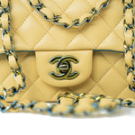 CHANEL Handbag 21P Yellow Lambskin Quilted Mini Rectangular Single Flap Blue Interior / Rainbow Hardware -Knockoff
