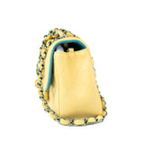 CHANEL Handbag 21P Yellow Lambskin Quilted Mini Rectangular Single Flap Blue Interior / Rainbow Hardware -Knockoff
