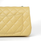 CHANEL Handbag 21P Yellow Lambskin Quilted Mini Rectangular Single Flap Blue Interior / Rainbow Hardware -Knockoff
