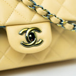 CHANEL Handbag 21P Yellow Lambskin Quilted Mini Rectangular Single Flap Blue Interior / Rainbow Hardware -Knockoff
