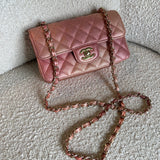 CHANEL Handbag 21S Chanel Metallic Rose Gold Calfskin Quilted Mini Rectangular Single Flap LGHW -Knockoff
