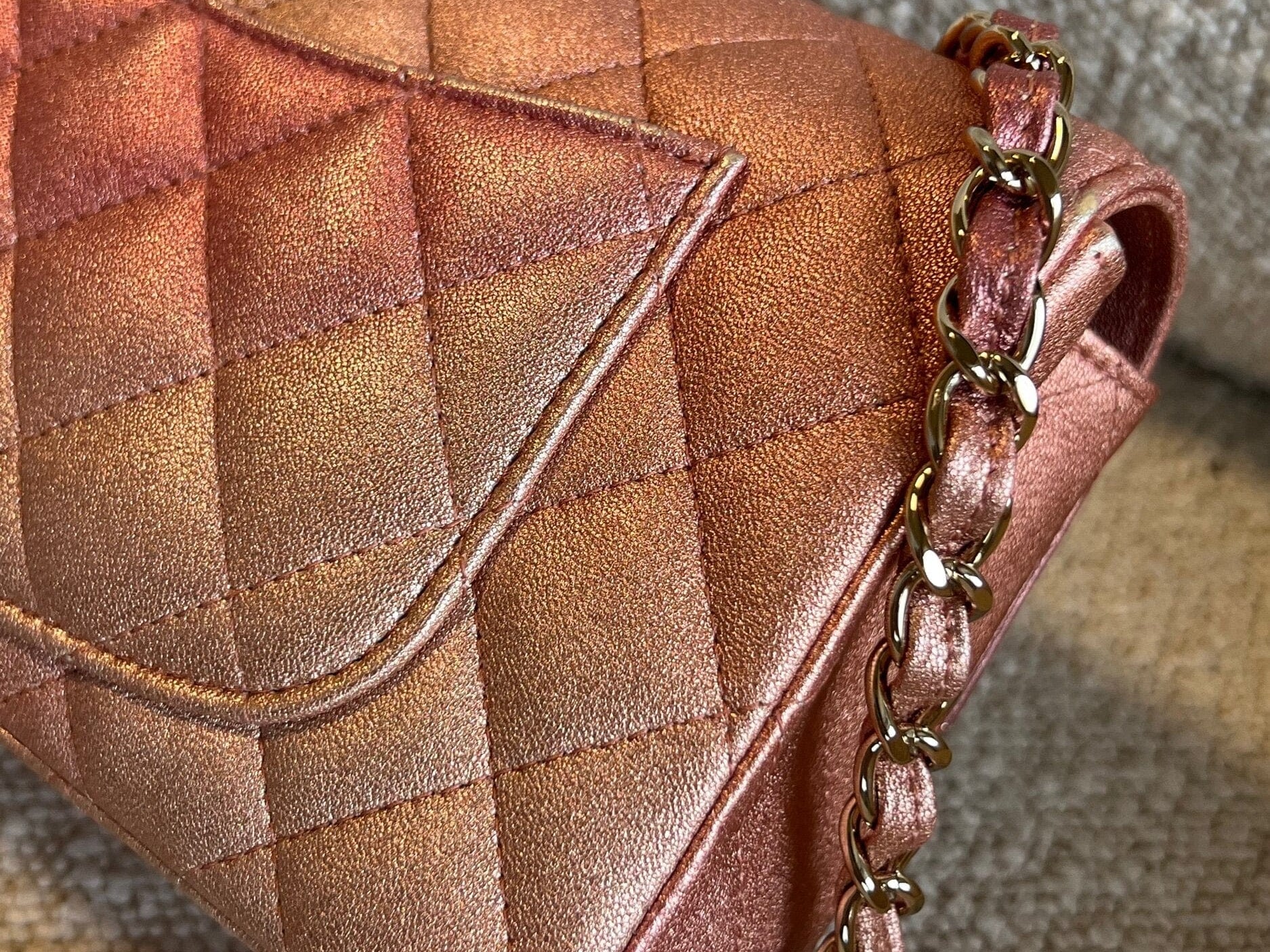 CHANEL Handbag 21S Chanel Metallic Rose Gold Calfskin Quilted Mini Rectangular Single Flap LGHW -Knockoff
