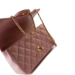 CHANEL Handbag 21S Iridescent Pink/ Rose Lambskin Quilted Mini Top Handle Antique Gold Hardware -Knockoff
