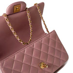 CHANEL Handbag 21S Iridescent Pink/ Rose Lambskin Quilted Mini Top Handle Antique Gold Hardware -Knockoff
