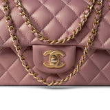 CHANEL Handbag 21S Iridescent Pink/ Rose Lambskin Quilted Mini Top Handle Antique Gold Hardware -Knockoff
