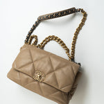 CHANEL Handbag 21S Large Beige/Gold Lambskin Quilted 19 Flap Mixed Hardware -Knockoff
